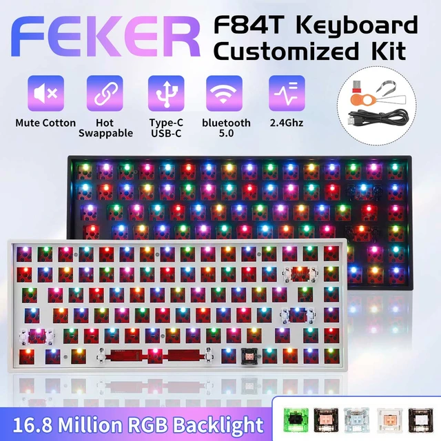 Teclado mecânico tenkeyless do jogo de huo ji, 84 chaves rgb led backlight  wired switch keyboard para o jogo de digitação do escritório, rosa -  AliExpress