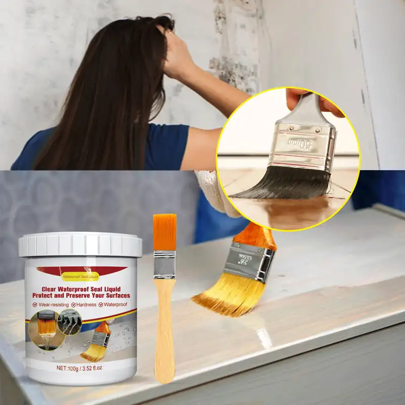 Waterproof Sealant Sealant Paste Liquid Glue 100g Waterproof Adhesive Leak Proof Coating Bathroom Floor Transparent