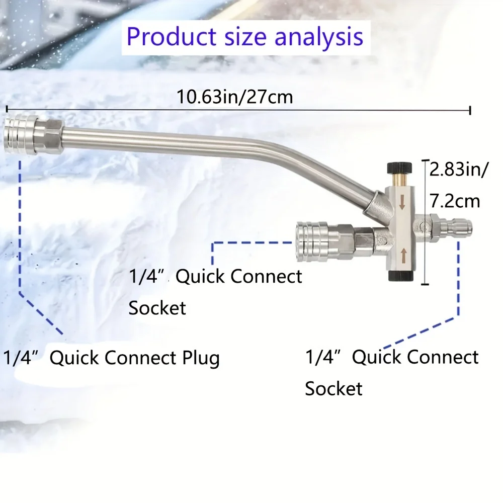 1/4" Quick Connect Foam Cannon Dual Adapter Metal Dual Head for High Pressure Washers Compatible with EU & US Includes 7 Nozzles 2