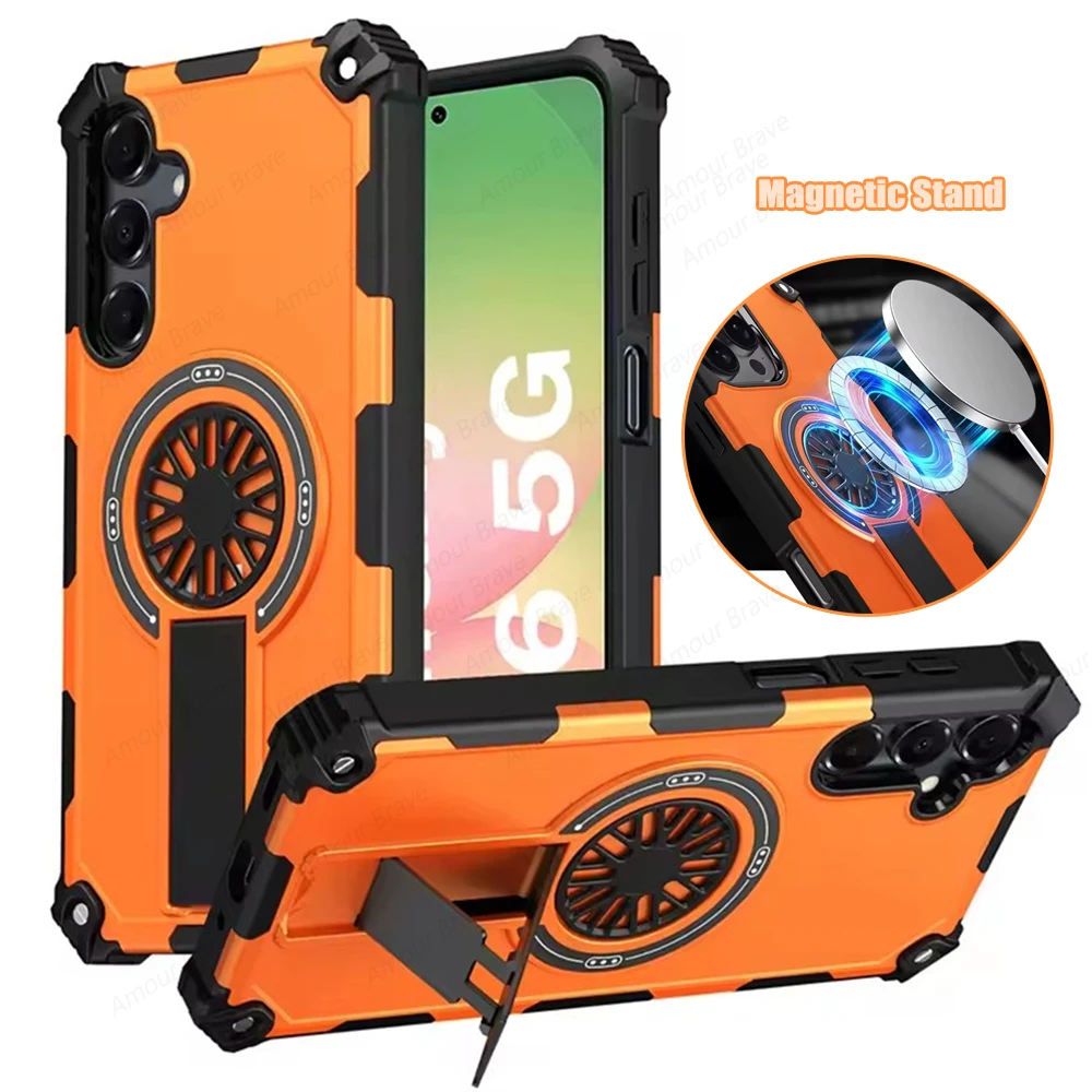 Magnetic Folding Stand Armor Phone Case with Magsafe Dual Layer Military Cover