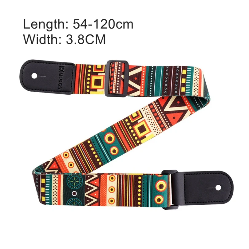 Adjustable Printing National Style Ukulele Strap with Soft PU Leather Head Guitar & Accessories Tools