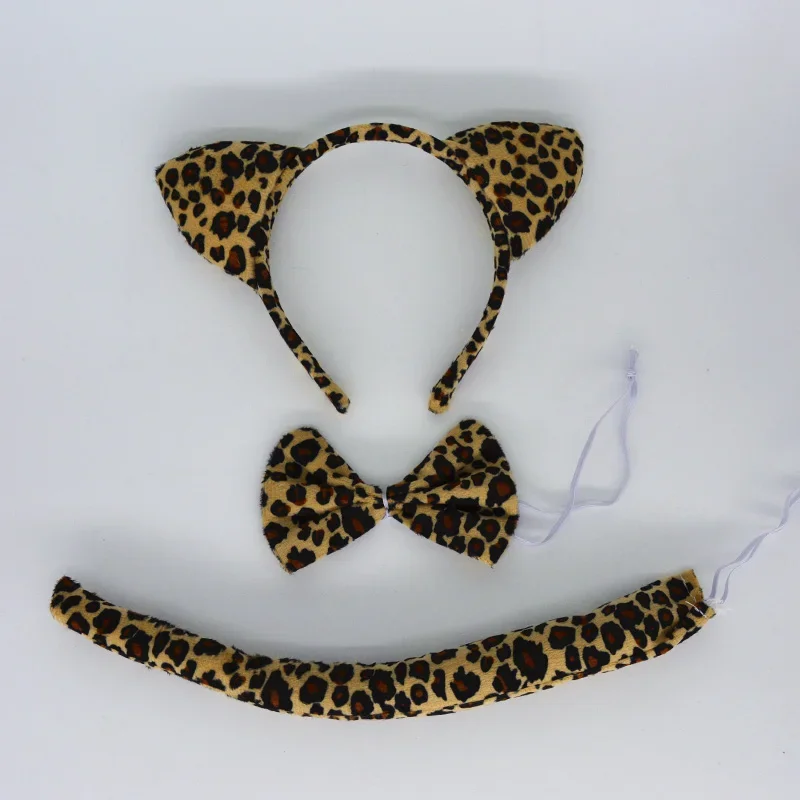 Cartoon Animals Ear Headband Tie Tail Props For Birthday Party Gift Children Cosplay Halloween Frog Lion Cow Milk Wedding Festival cartoon ornaments,party toys
