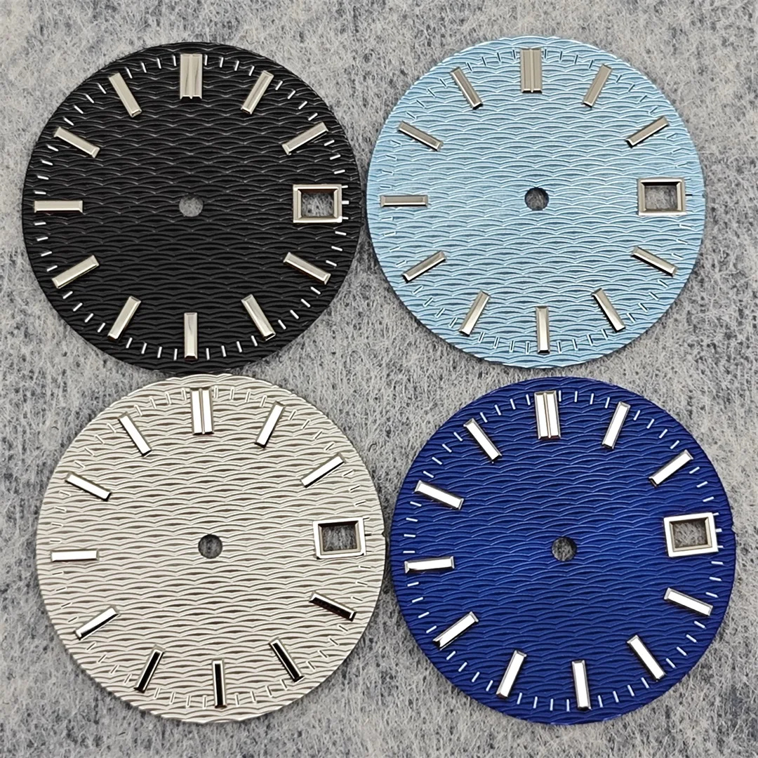 Watch Dial Accessories 28.5mm NH35 Dial Wave Textured Surface No Luminescence for NH35 Movement