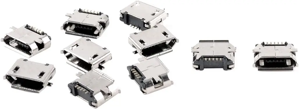 

10 x Micro USB Female SMD Mount Type PCB Jack Silver Tone