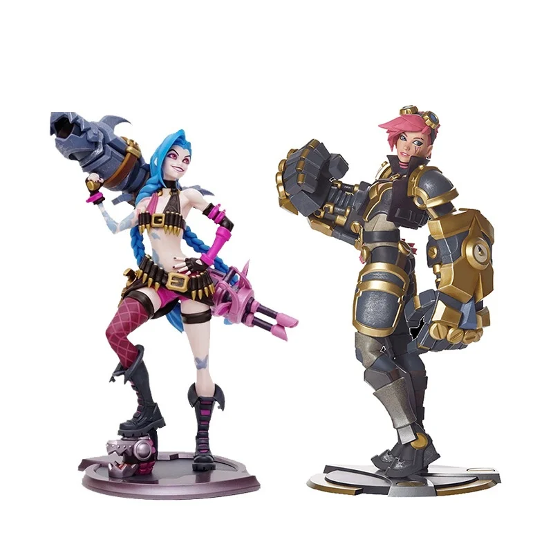 

Genuine League of Legends LOL 26cm violent girl Jinx & Wei medium-sized sculpture hand model PVC ABS material color box packagin