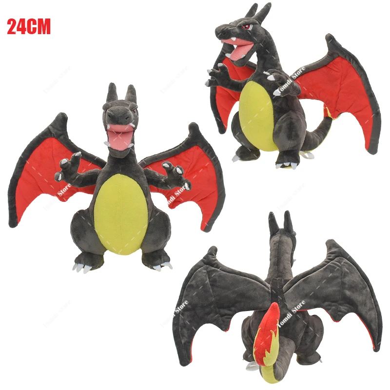 Novo preto charizard brinquedo de pelúcia pokemon peluche enchido boneca  charmander charmeleon evolução dragão presente para crianças - AliExpress