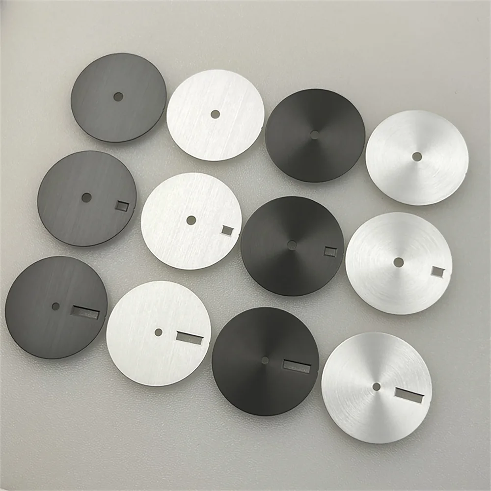 

New Simple Solid Color Black/Silver Watch Dial 28.5mm for NH34 NH35 NH36 Movement No Luminous Watch Faces NH35 Dials Parts