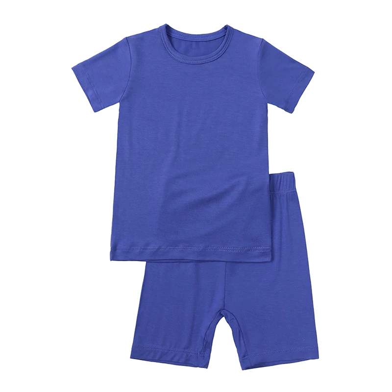 2024 Bamboo Fiber Toddler Kids Pajamas Clothes Solid Hight Elasticity Breathable Sleepwear Set For 9M-7T Boy Girl Loungewear