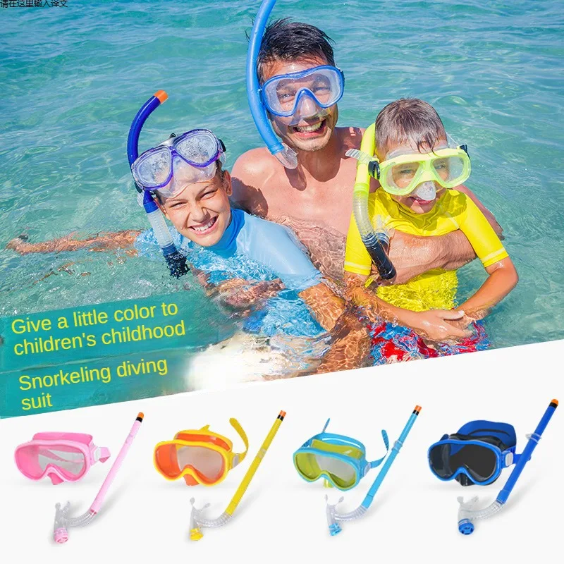 Children Snorkel Set Scubas Snorkeling Masks Swimming Goggles Glasses with Dry Snorkels Tube Equipment Diving Gear Kits