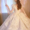 Jancember Superfine Customization Wedding Dresses Ball Gown High Neck Full Sleeves Embroidery Illusion Robe Mariage LSMX034 6