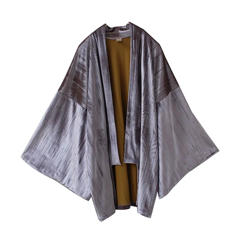 Velvet Retro Improved Chinese Coat Cardigan Bathrobe Black