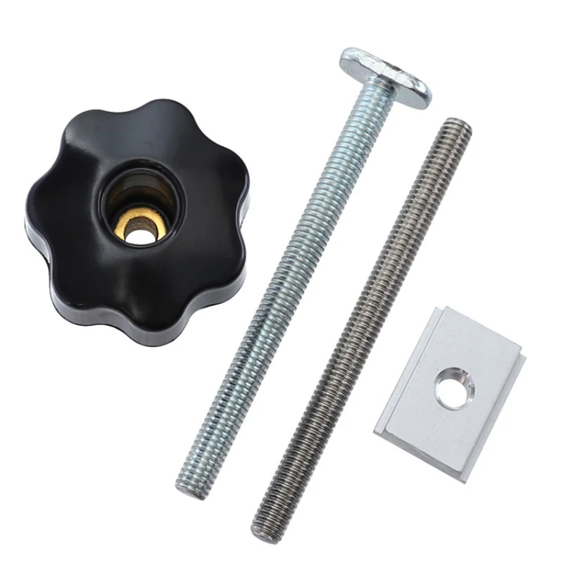 

New Woodworking Workbench Slide Special Accessory T Screw T Slider Rubber Plum Blossom Handle M8 T Slot Aluminum Alloy Hand Tool