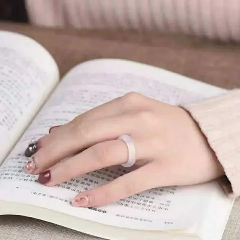 1pc New Fashion Top Quality Healing  Natural Stone High Ice Jade Ring for Women's Fashion Ring Fashion Jewelry Couple Gift