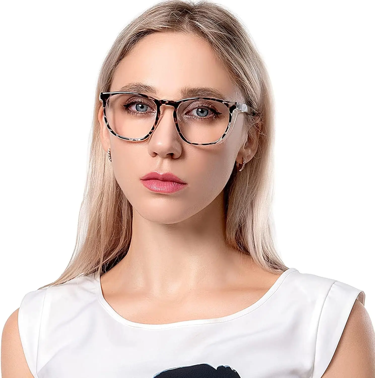 Deux paires de lunettes anti-lumière bleue TR90 anti-buée, l'une noire, l'autre grise, vues de côté.