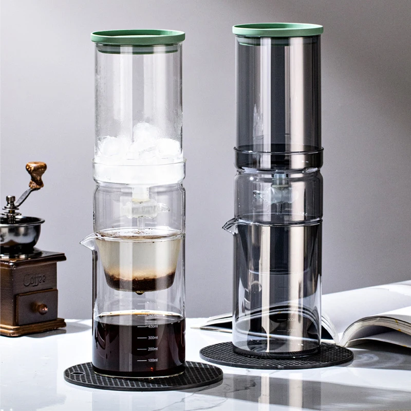 Cold Brew Coffee Maker Glass Drip Filter Ice Drop Coffee Brew Pot Sharing Pot Set with Spoon,Pad 600ml 100pcs Filter Paper