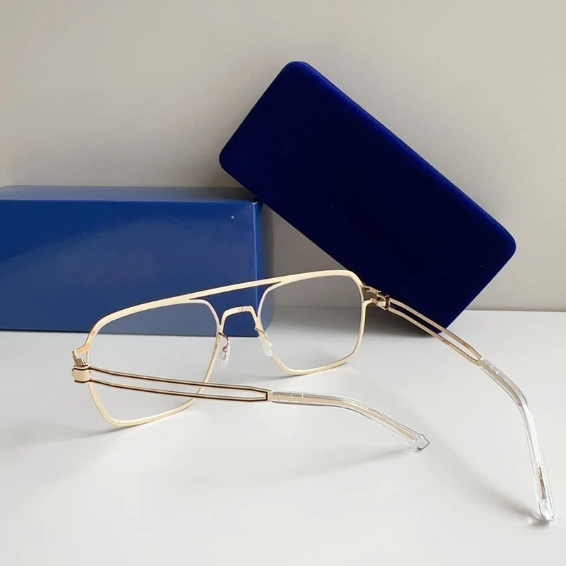 Deutschland Marke Design schrauben lose Brille Rahmen Titan ultraleichte quadratische große Mode Männer optische verschreibung pflicht ige Brillen Riku – Detail 14