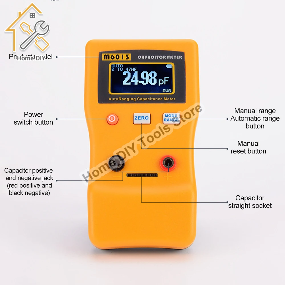 M6013 Digital Capacimeter High Precision Capacitor Meter Professional Measuring Capacitance Resistance Capacitor Circuit Tester 3