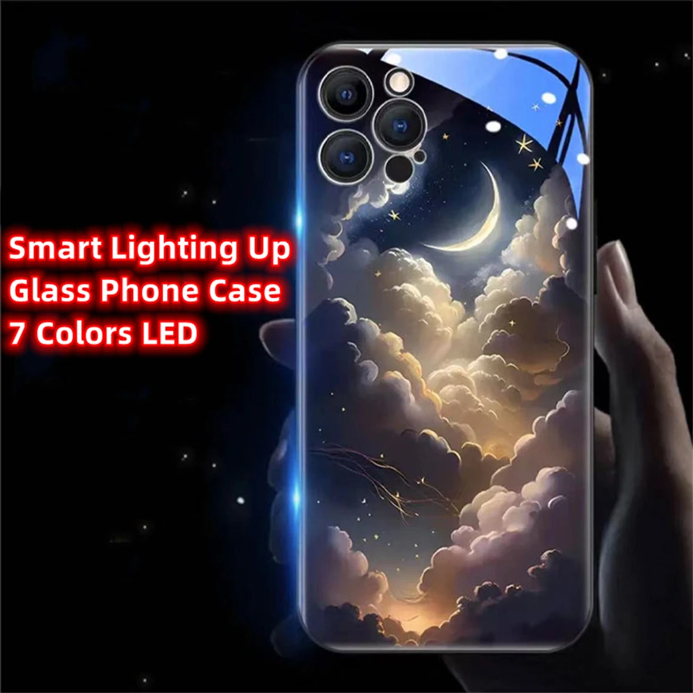 

So Pretty Vast Stars Smart LED Light Up Glass Phone Case For Samsung S24 S23 S22 S21 S20 FE Note 10 20 Plus Ultra A54 A14 A53