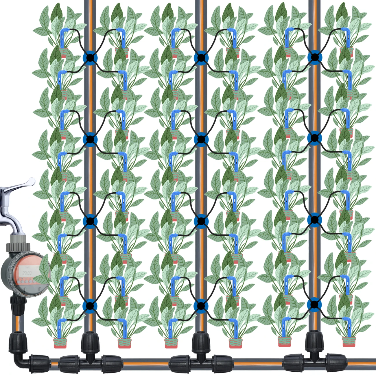 40M/20M 4-Way 8L Drip Arrow Irrigation Transmitter Dripper Sprinkler irrigation system Potted Growing Yard Greenhouses 10/20set 6