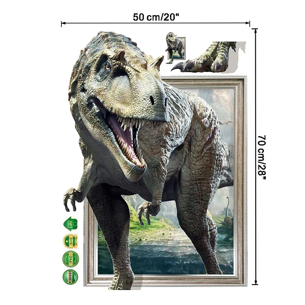 3D Jurassic Dinosaur Tyrannosaurus Wall Stickers Home Decor Wall Decal Living Room Bedroom Children\'s Room Background Wallpaper