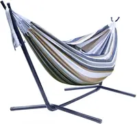 Hot Selling Portable Outdoor Indoor Double Hammock with Steel Stand Two Person Adjustable Hammock Bed 1