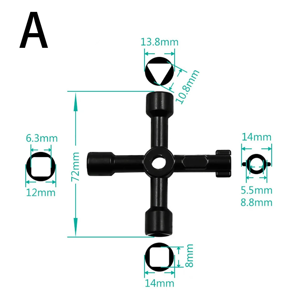 Multifunction Cross Switch Square Key Wrench Alloy Universal Triangle For Elevator Electrical Cupboard Box Train Cabinet 2