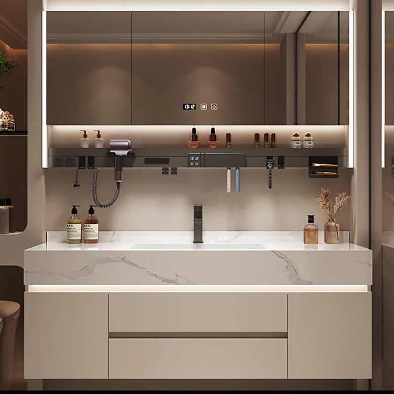 Simple Luxury Bathroom Vanities Washbasin Light Vanity White Bathroom Vanities Vintage Mirror Mobiletto Bagno Home Furniture