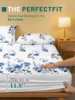 1 Simple modern Plant Flower printed matte Fitted Sheet, bedroom printed bed cover, bedding (excluding pillowcases) 3
