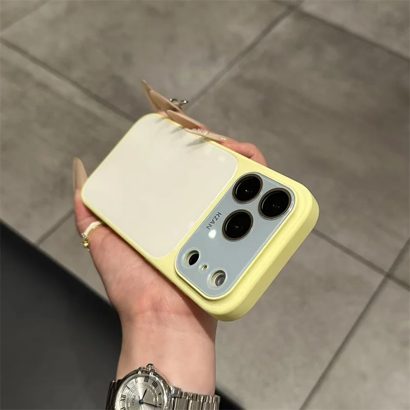 Vibrant Dopamine Color Block Liquid Skin Feel Shockproof Phone Case with Camera Lens Protection