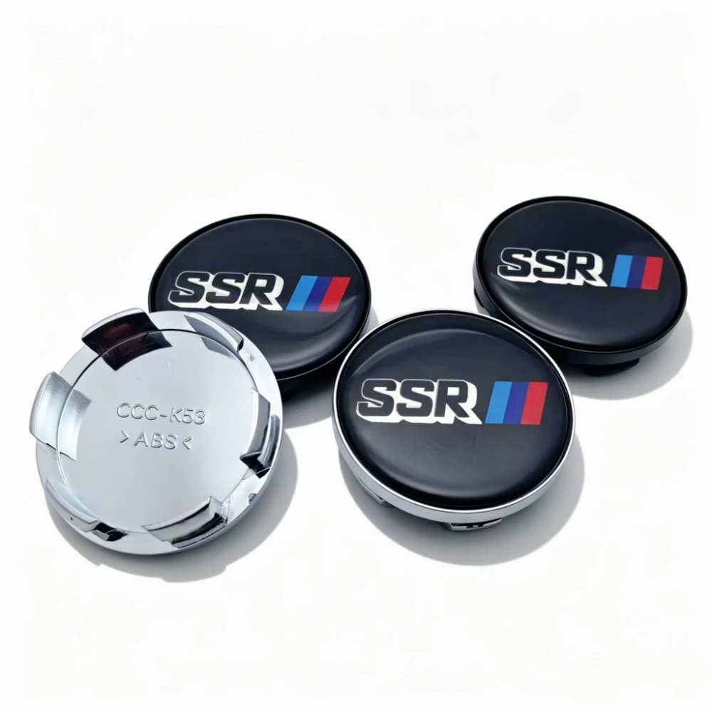 4개 SSR 로고 배지 에폭시 레진 엠블럼 자동차 휠 센터 캡 허브 캡 53MM ..