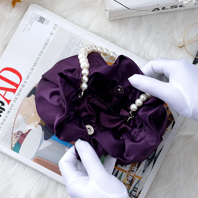 2022 New Women's Handbags Luxury Fashion Pearl Chain Party Bucket Bag Lady Day Small Clutches Purses Wedding Evening Handbag