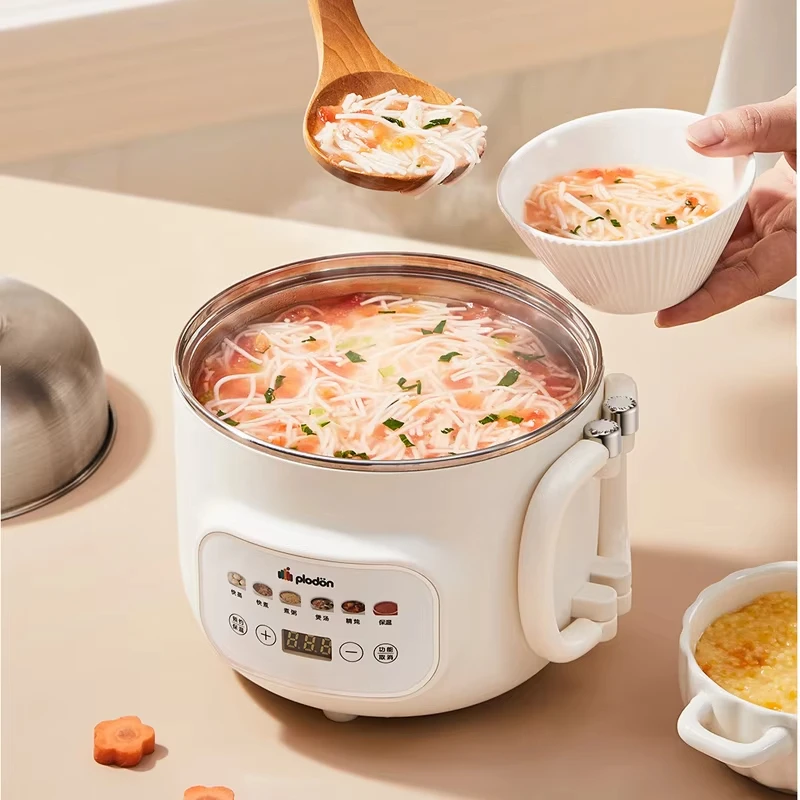 1.6L Electric Rice Cooker Multicooker Foldable Handle Cooking Pot Mini Hotpot Pan Soup Baby Food Pot Kitchen 600W