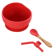 

Baby Food Supplement Bowl Kids Learn Eat Training Silicone Material Suction Cup Type Anti Fall Bowl Spoon Set Children Tableware