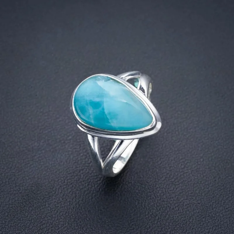 

StarGems Natural Larimar Handmade 925 Sterling Silver Ring 8.5 F0232