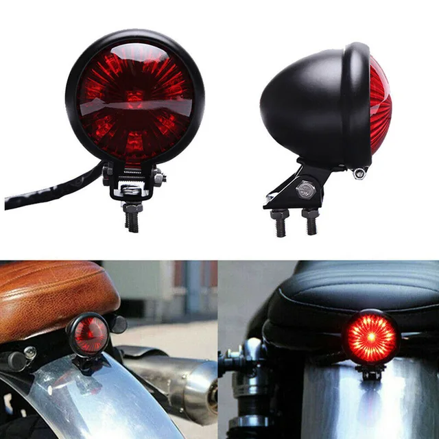 1pcs Motorcycle accessories Retro Modified LED taillights Cruise metal brake lights Running lights Round taillights