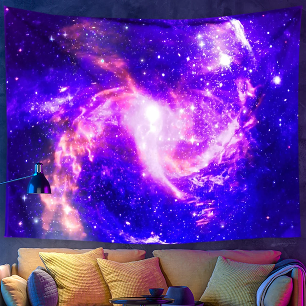 Mistério universo céu estrelado espaço uv reativo fluorescente tapeçaria tapeçaria pendurado trippy planeta preto luz tapeçarias para o quarto