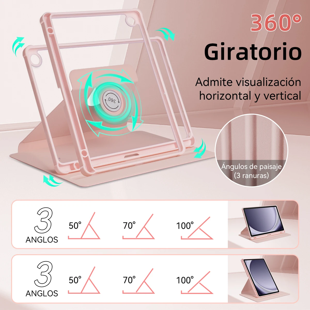 Acrylic 360° Rotating Tablet Case with Pencil Holder