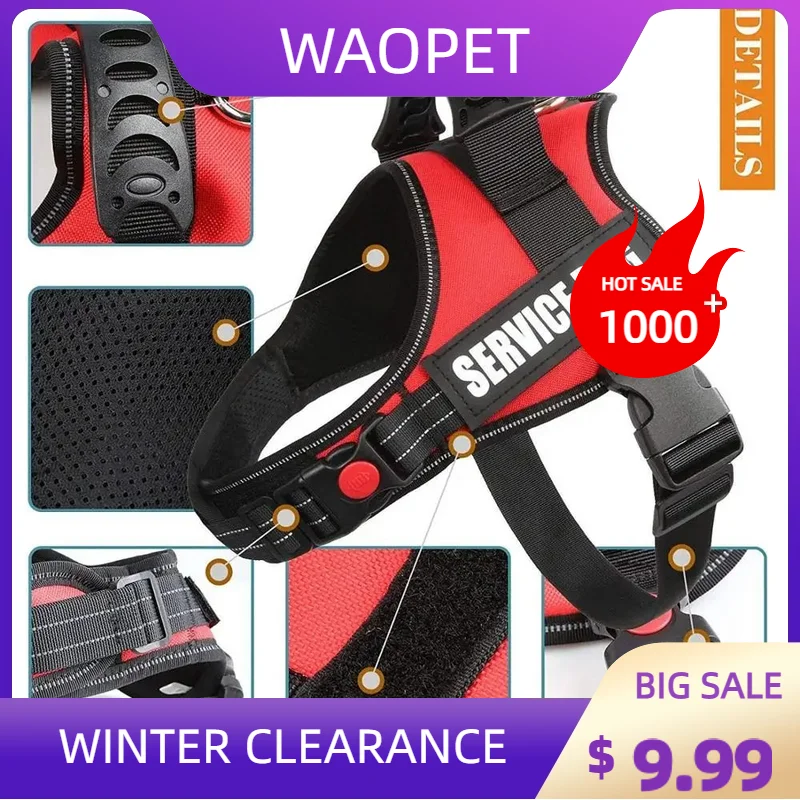 

Dog Harness For Small Medium Large Dog No-Pull Adjustable Nylon Collar Oxford Reflective Material PetVest Comfortable breathable