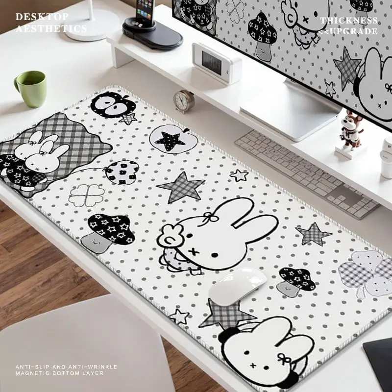 Miffy Black & White Oversized Mouse Pad Cute Cartoon Desk Mat Large Keyboard Pad for Office Gaming & Dorm Non-Slip Soft Surface 1