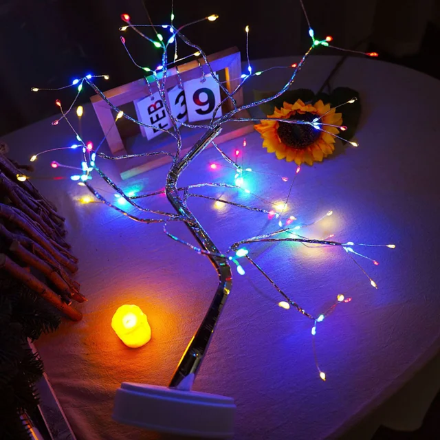 108 LED Tabletop Bonsai Tree Lights With Remote Night Light Shimmer Tree Lamp For Christmas Valentine's Home Decoration New 2024 5