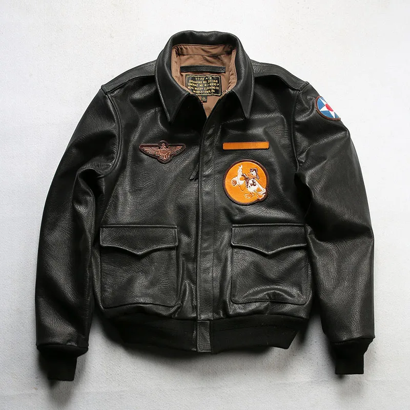 

Spring autumn models men A2 pilot real leather jacket lizard texture casual Asian version of the first layer cowhide top coat