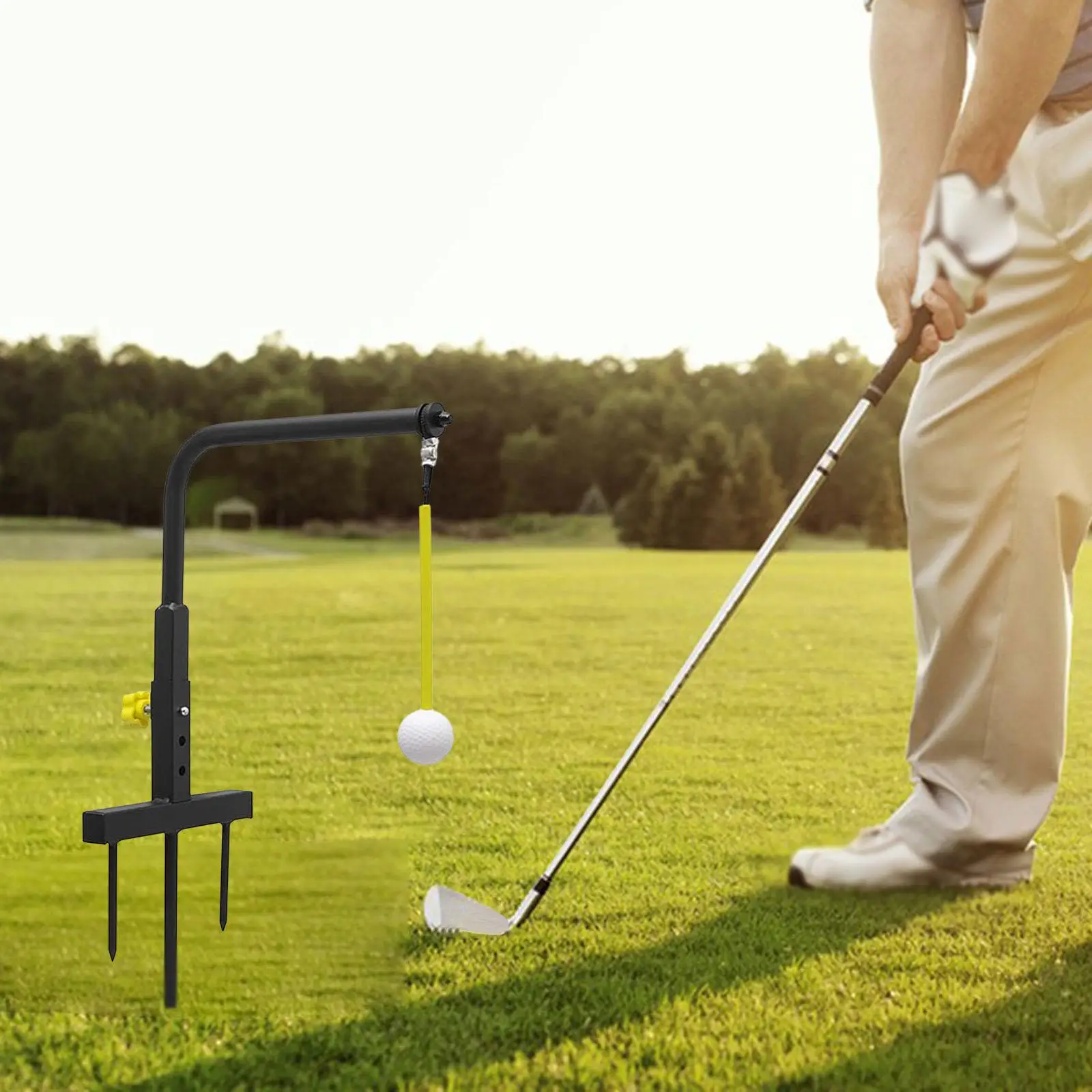

Golf Swing Trainer Hitting Training Aid Portable 3 Height Hanger Outdoor Tool