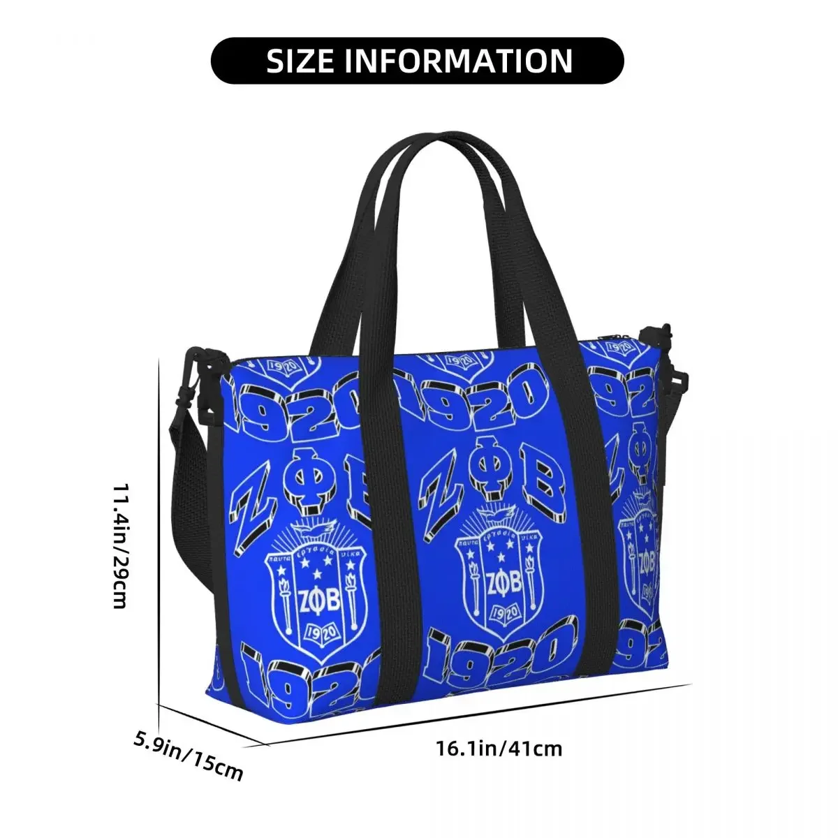 Large Zeta Phi Beta Sorority Tote Bag Women Letter 1920 Shoulder Shopper Beach Gym Travel Bag