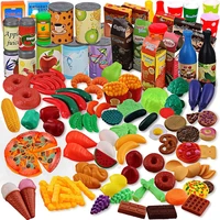 120pcs Assorted Toys Deluxe Pretend Food Value Play Kitchen Fruit Vegetable Food Jar Dessert Tableware Bottle Plastic Play Toys 1
