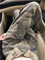 Woman American Spice Girls Camouflage Work Jeans Women Summer Flap High Street Design High Waist Straight Thin Wide Leg Trousers 1