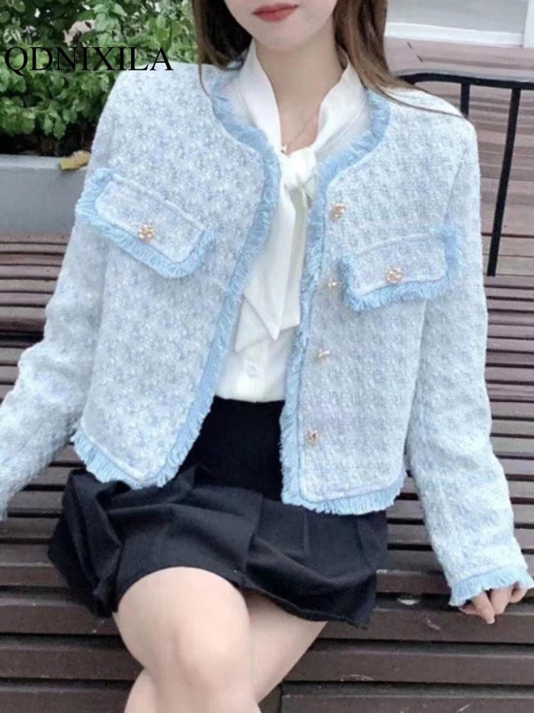 

Sets To Dress Autumn Winter 2023 New Solid Color Tweed Fringe Coat High Waisted Skirt Small Fragrant 2 Piece Sets Women Outfit