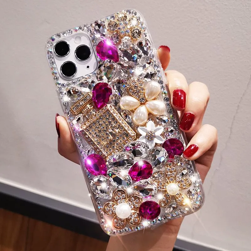 Rhinestone Bling 3D Diamond Phone Case – For iPhone 11–17 Pro Max