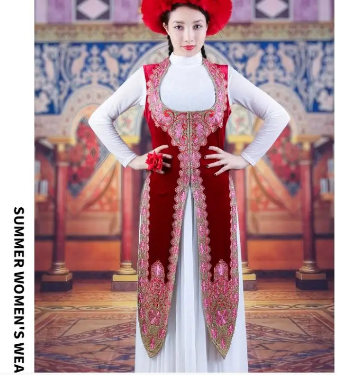 

Ethnic Style Women's Dance Long Vest Xinjiang Uyghur Embroidered Jacket