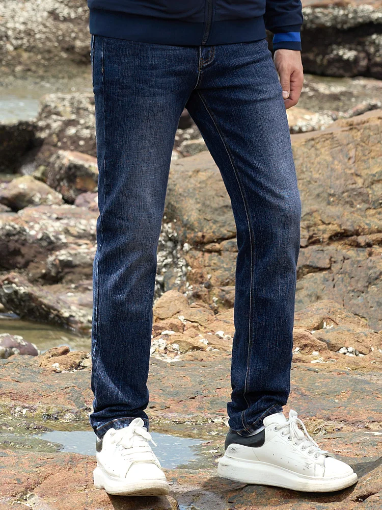 2023 Jeans Men Winter Clothes Thicken Bruce&Shark Men trousers Fashion Casual Straight Leg Soft Loose Style Male Pants Big Size