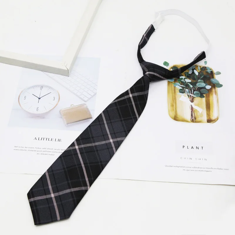 Skinny Ties For Boys Girls Fashion Suits Plaid Neck Tie Children Rubber Tie Simple Check Student Necktie For Party Gravata